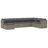 8 Piece Garden Lounge Set with Cushions Grey Poly Rattan - Side View