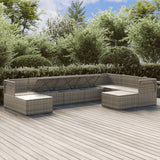 9 Piece Garden Lounge Set with Cushions Grey Poly Rattan - Top-Down View