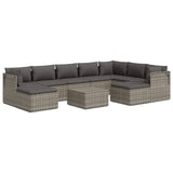 10 Piece Garden Lounge Set with Cushions Grey Poly Rattan