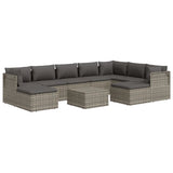 10 Piece Garden Lounge Set with Cushions Grey Poly Rattan