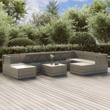 10 Piece Garden Lounge Set with Cushions Grey Poly Rattan - Top-Down View