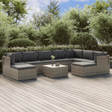 10 Piece Garden Lounge Set with Cushions Grey Poly Rattan