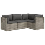 4 Piece Garden Lounge Set with Cushions Grey Poly Rattan - Side View