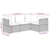 4 Piece Garden Lounge Set with Cushions Grey Poly Rattan