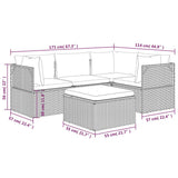 5 Piece Garden Lounge Set with Cushions Grey Poly Rattan