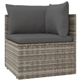 5 Piece Garden Lounge Set with Cushions Grey Poly Rattan - 45-Degree Angle