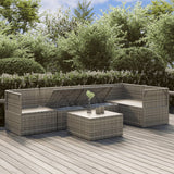 6 Piece Garden Lounge Set with Cushions Grey Poly Rattan - Top-Down View