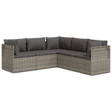 5 Piece Garden Lounge Set with Cushions Grey Poly Rattan