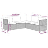 5 Piece Garden Lounge Set with Cushions Grey Poly Rattan