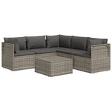 6 Piece Garden Lounge Set with Cushions Grey Poly Rattan - Side View