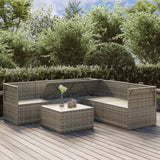 6 Piece Garden Lounge Set with Cushions Grey Poly Rattan - Top-Down View