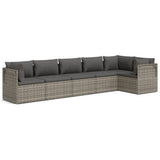 6 Piece Garden Lounge Set with Cushions Grey Poly Rattan
