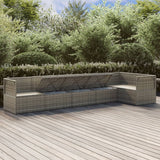 6 Piece Garden Lounge Set with Cushions Grey Poly Rattan
