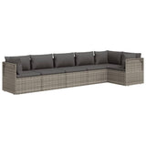 6 Piece Garden Lounge Set with Cushions Grey Poly Rattan