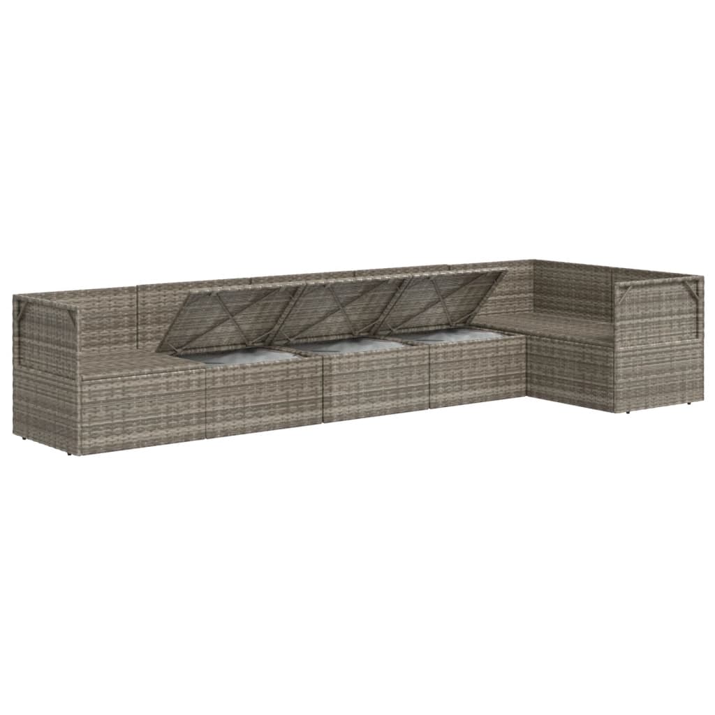 6 Piece Garden Lounge Set with Cushions Grey Poly Rattan