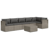 7 Piece Garden Lounge Set with Cushions Grey Poly Rattan