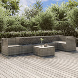 7 Piece Garden Lounge Set with Cushions Grey Poly Rattan