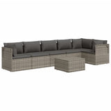 7 Piece Garden Lounge Set with Cushions Grey Poly Rattan - Top-Down View