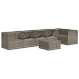 7 Piece Garden Lounge Set with Cushions Grey Poly Rattan