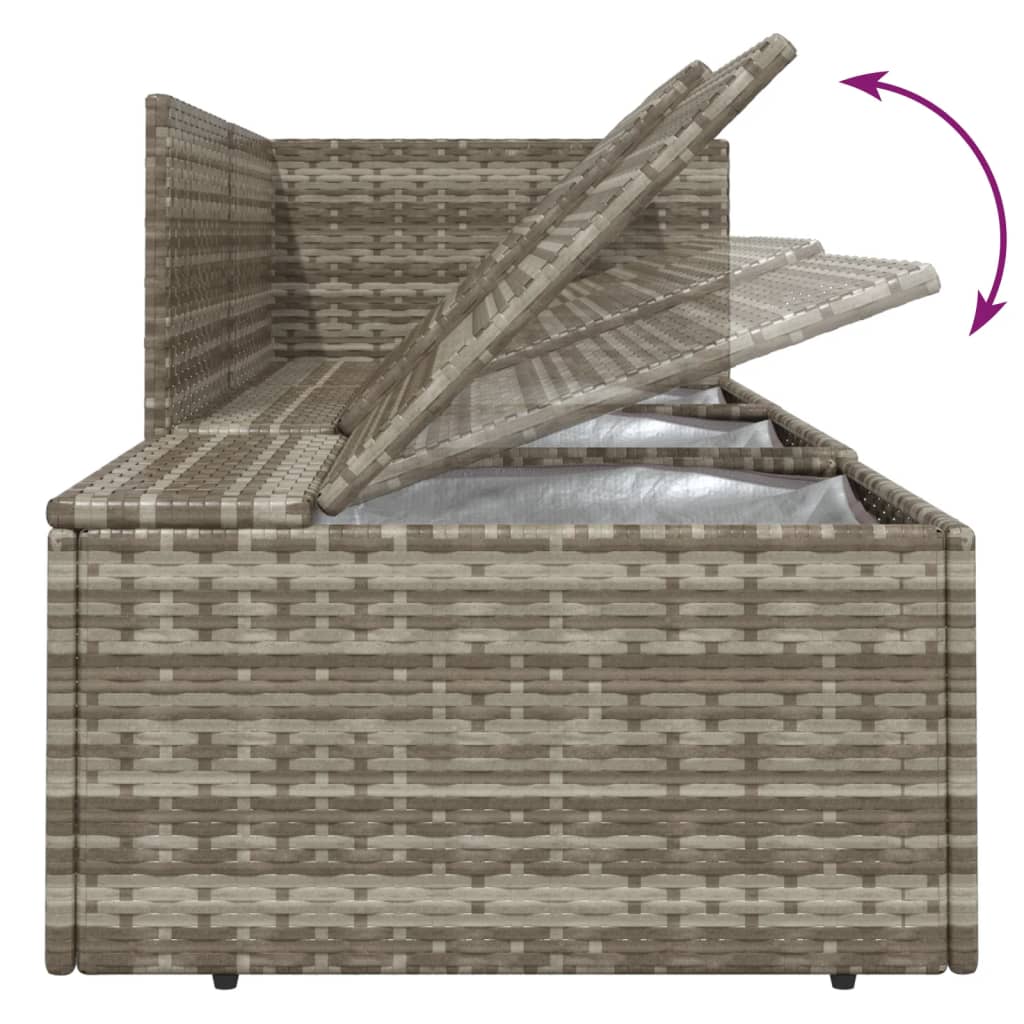 7 Piece Garden Lounge Set with Cushions Grey Poly Rattan