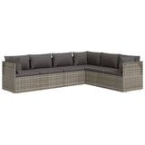 6 Piece Garden Lounge Set with Cushions Grey Poly Rattan