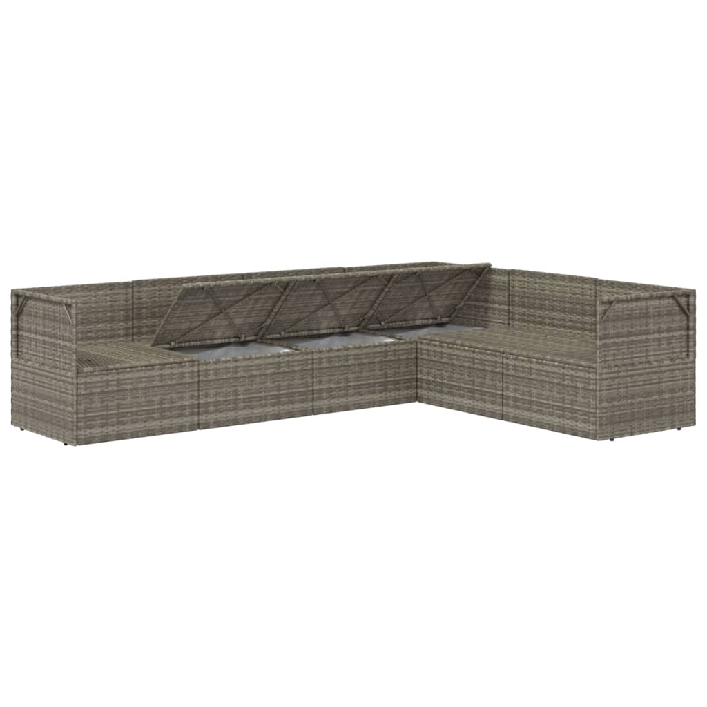 6 Piece Garden Lounge Set with Cushions Grey Poly Rattan