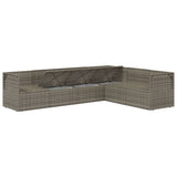 6 Piece Garden Lounge Set with Cushions Grey Poly Rattan