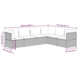 6 Piece Garden Lounge Set with Cushions Grey Poly Rattan