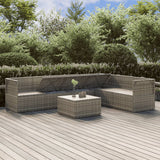 7 Piece Garden Lounge Set with Cushions Grey Poly Rattan