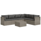 7 Piece Garden Lounge Set with Cushions Grey Poly Rattan - Top-Down View