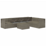7 Piece Garden Lounge Set with Cushions Grey Poly Rattan - 45-Degree Angle