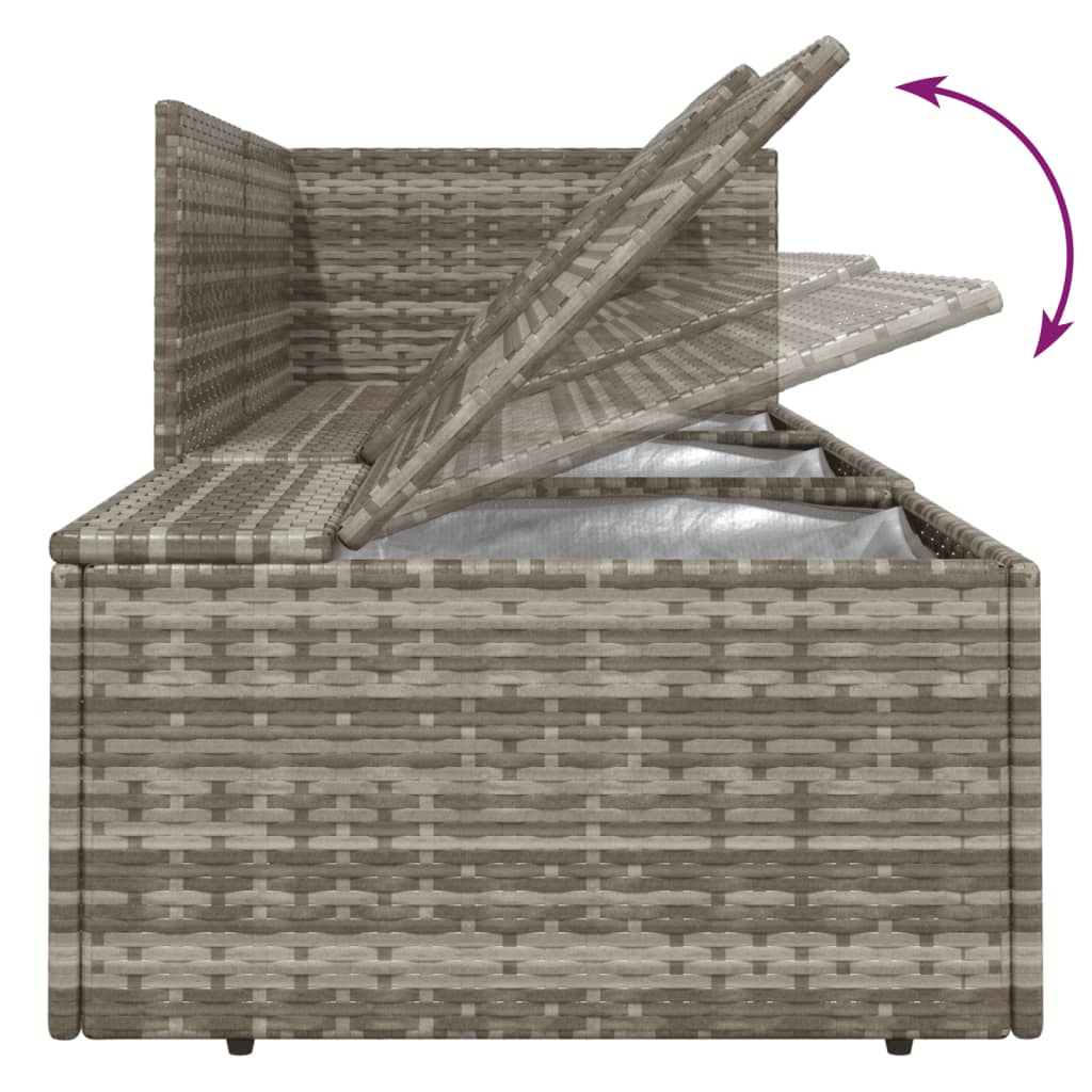 7 Piece Garden Lounge Set with Cushions Grey Poly Rattan