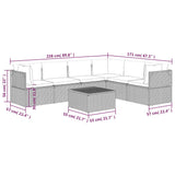 7 Piece Garden Lounge Set with Cushions Grey Poly Rattan