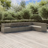 7 Piece Garden Lounge Set with Cushions Grey Poly Rattan - Side View