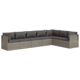 7 Piece Garden Lounge Set with Cushions Grey Poly Rattan