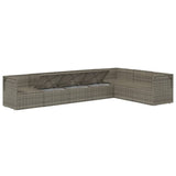 7 Piece Garden Lounge Set with Cushions Grey Poly Rattan