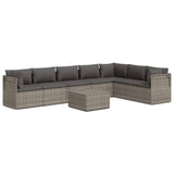 8 Piece Garden Lounge Set with Cushions Grey Poly Rattan