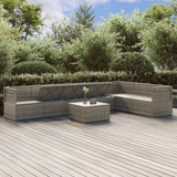 8 Piece Garden Lounge Set with Cushions Grey Poly Rattan - Side View