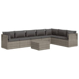 8 Piece Garden Lounge Set with Cushions Grey Poly Rattan - Top-Down View