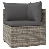 8 Piece Garden Lounge Set with Cushions Grey Poly Rattan - Rear View