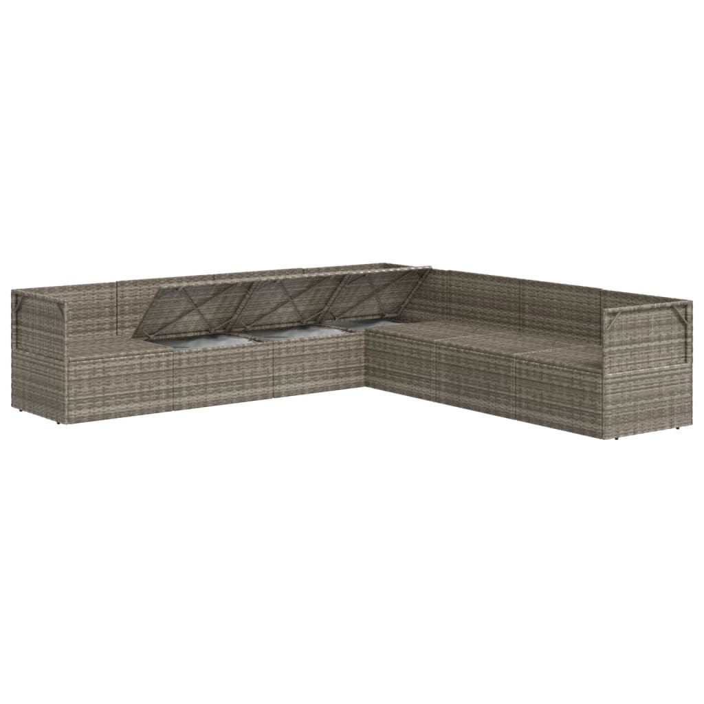 7 Piece Garden Lounge Set with Cushions Grey Poly Rattan
