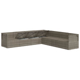 7 Piece Garden Lounge Set with Cushions Grey Poly Rattan - 45-Degree Angle