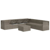 8 Piece Garden Lounge Set with Cushions Grey Poly Rattan - 45-Degree Angle