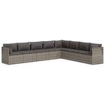 8 Piece Garden Lounge Set with Cushions Grey Poly Rattan