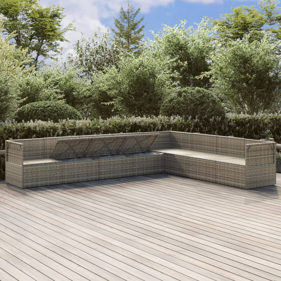 8 Piece Garden Lounge Set with Cushions Grey Poly Rattan