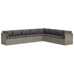 8 Piece Garden Lounge Set with Cushions Grey Poly Rattan
