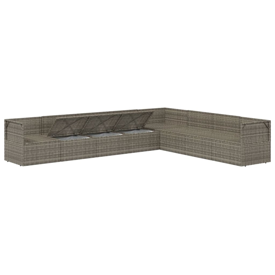 8 Piece Garden Lounge Set with Cushions Grey Poly Rattan