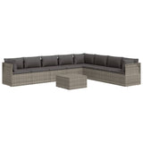9 Piece Garden Lounge Set with Cushions Grey Poly Rattan - Top-Down View