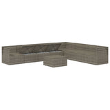 9 Piece Garden Lounge Set with Cushions Grey Poly Rattan - 45-Degree Angle