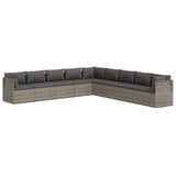 9 Piece Garden Lounge Set with Cushions Grey Poly Rattan